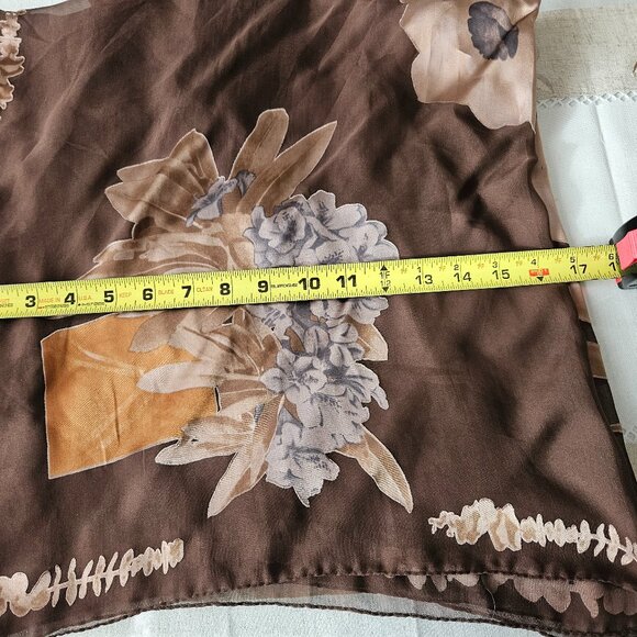 Vintage Silk Brown Floral Scarf - Picture 7 of 7